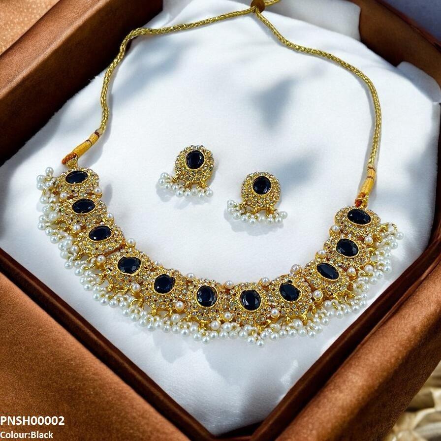 Oval Pearl Drop Necklace Set