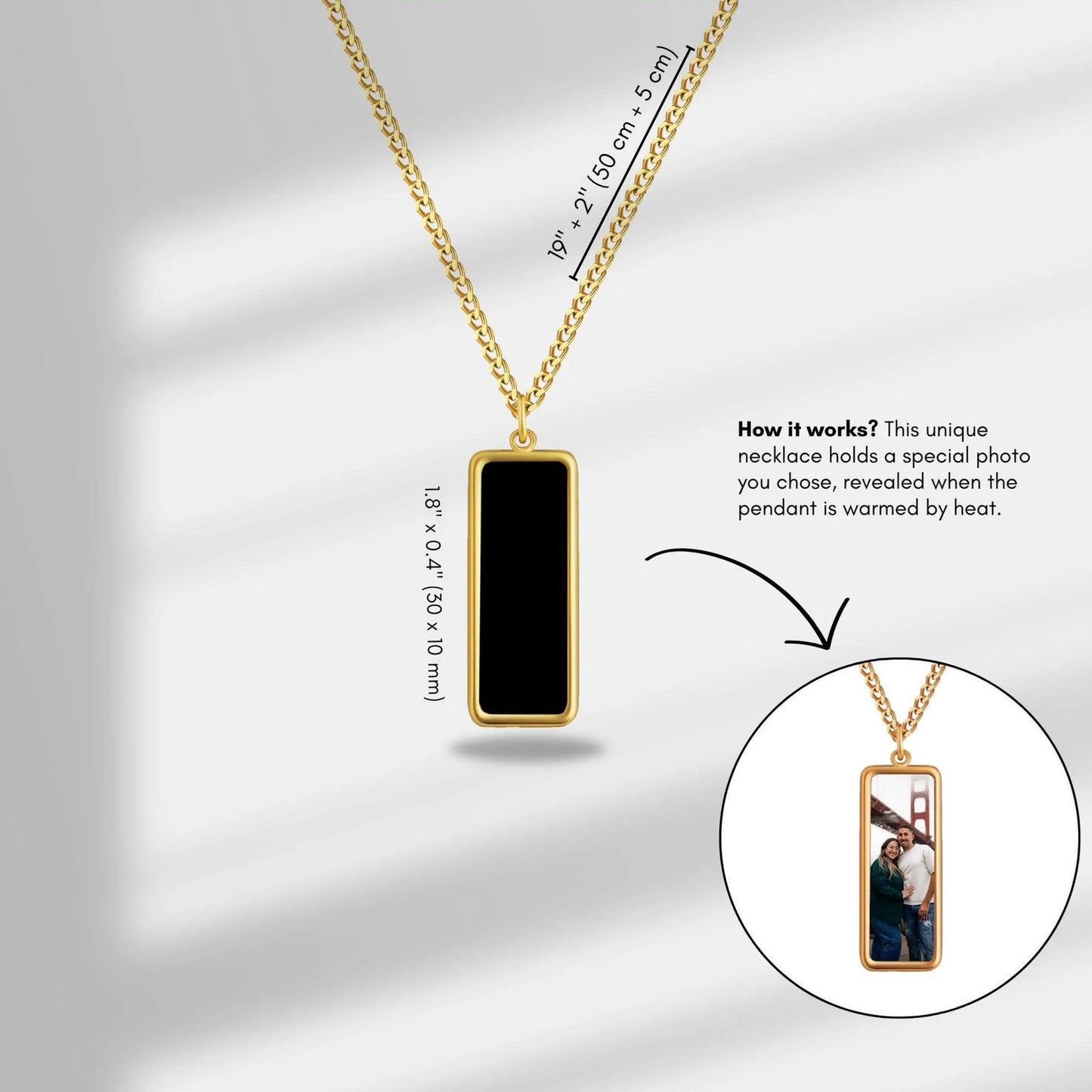 Custom onyx photo necklace