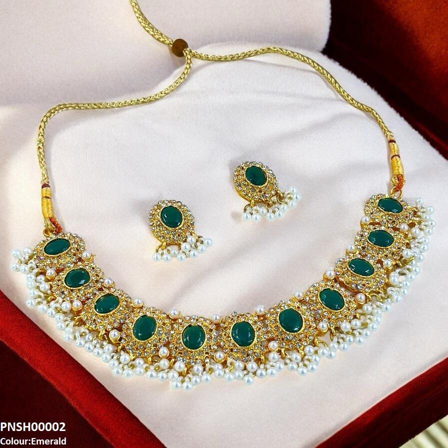 Oval Pearl Drop Necklace Set