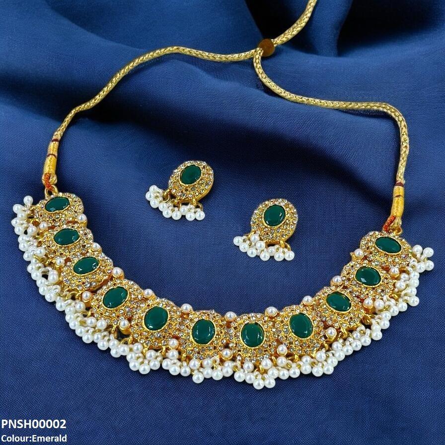 Oval Pearl Drop Necklace Set