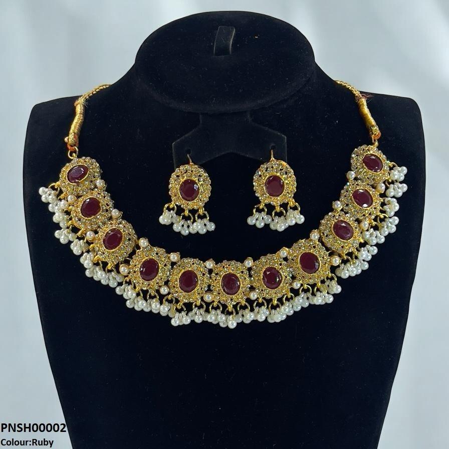 Oval Pearl Drop Necklace Set