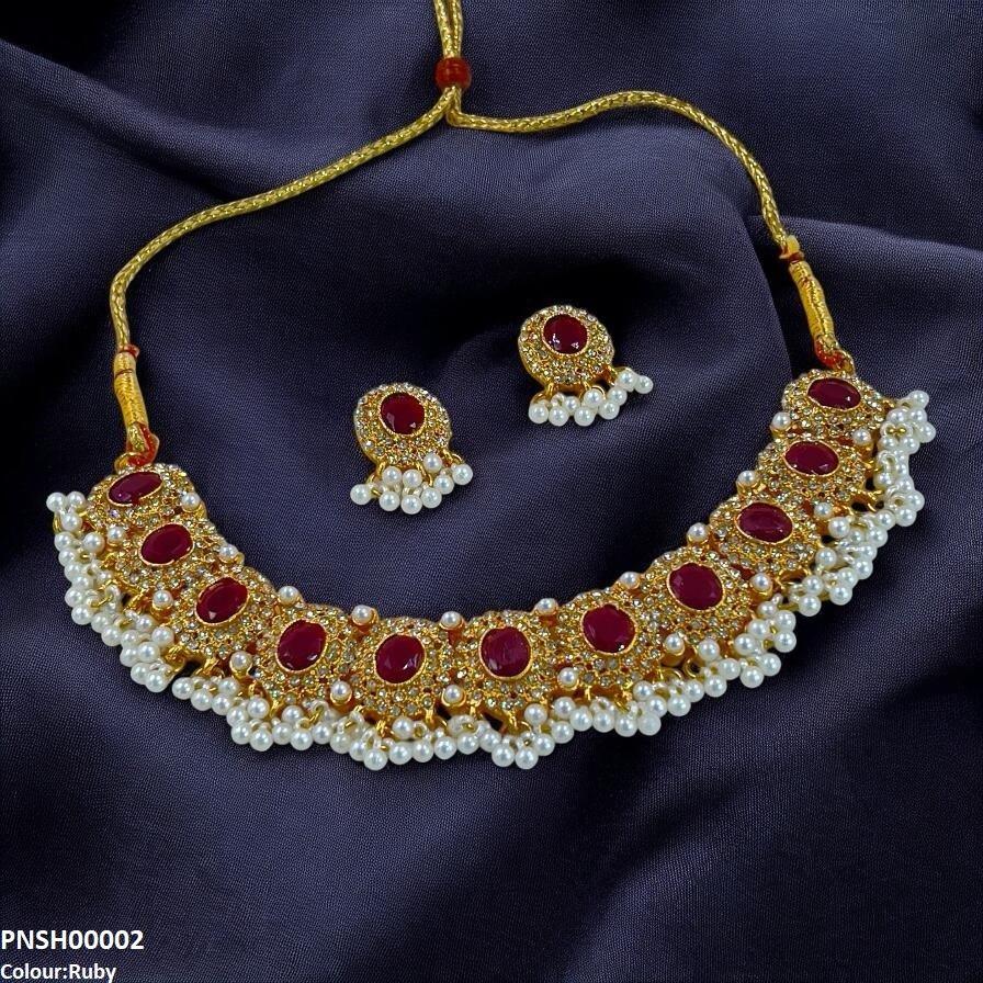 Oval Pearl Drop Necklace Set