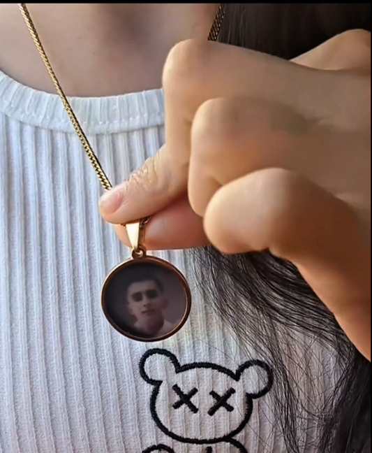 Hidden Image with name on back Necklace