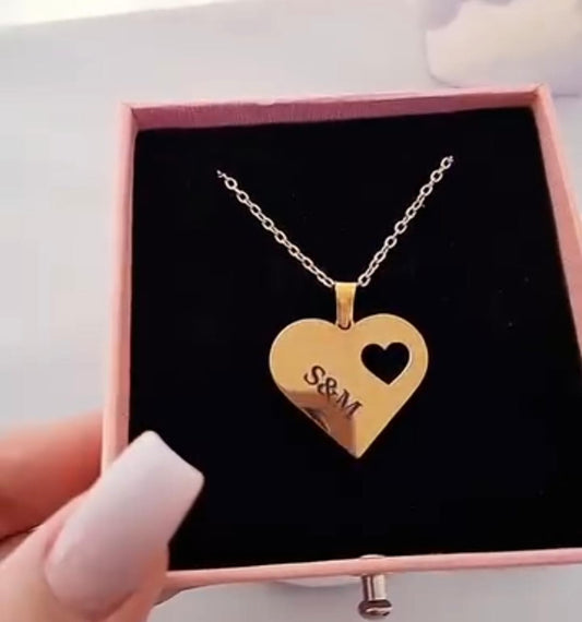 Initial Heart Engraved Necklace