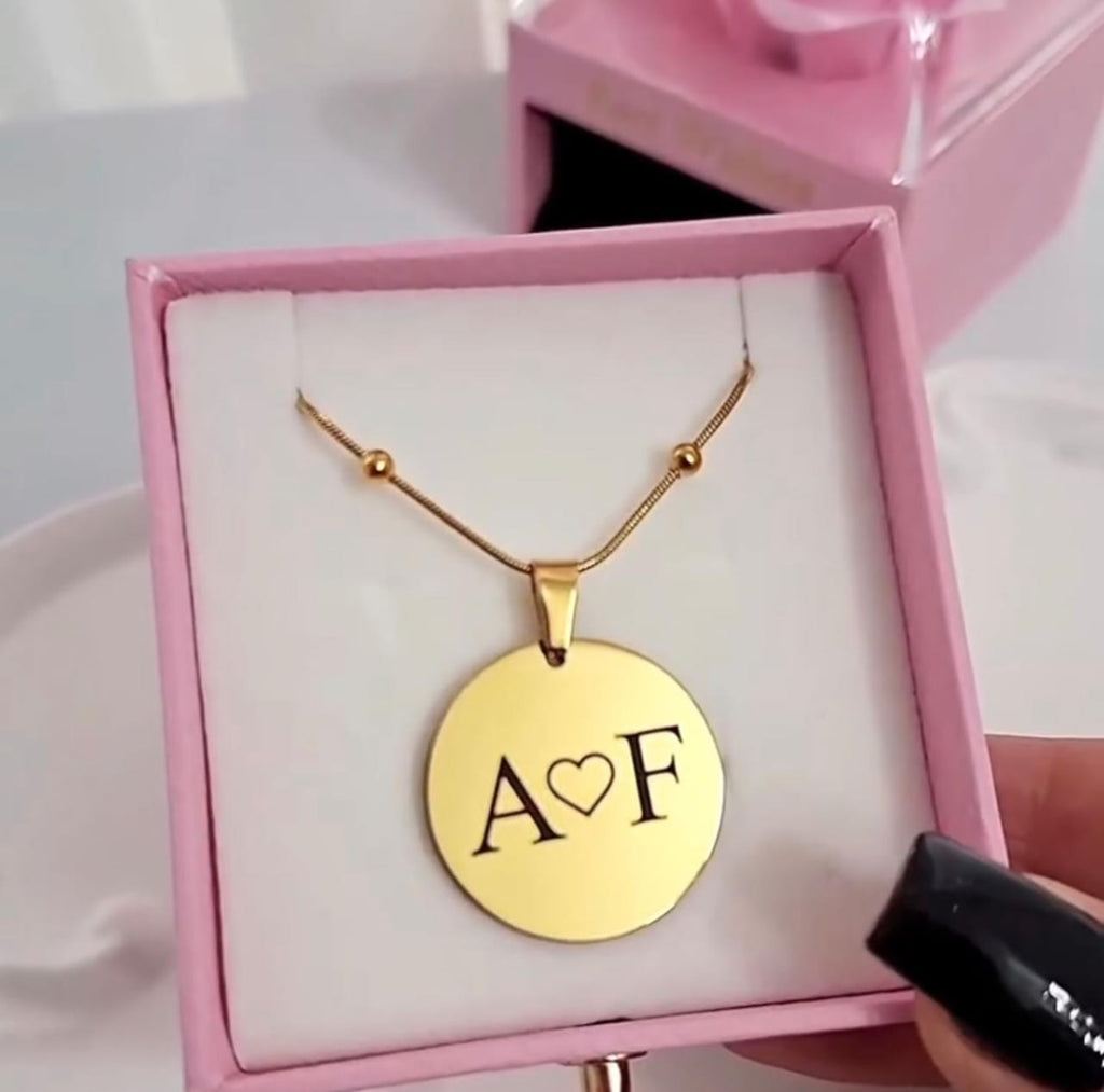 Initial Heart Engraved Necklace
