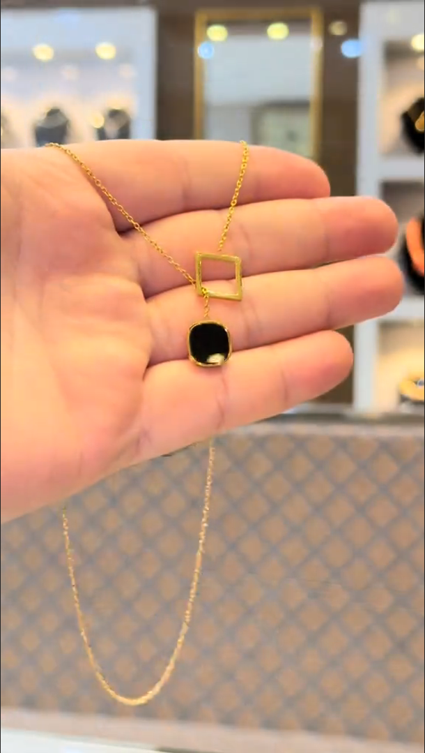 Fancy Black-stoned Necklace