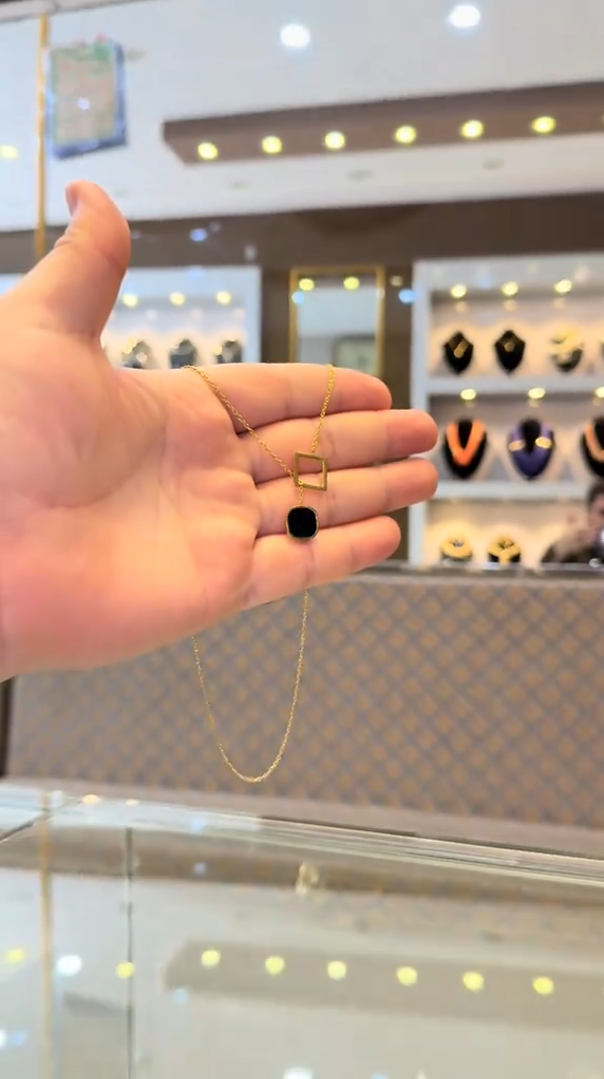 Fancy Black-stoned Necklace